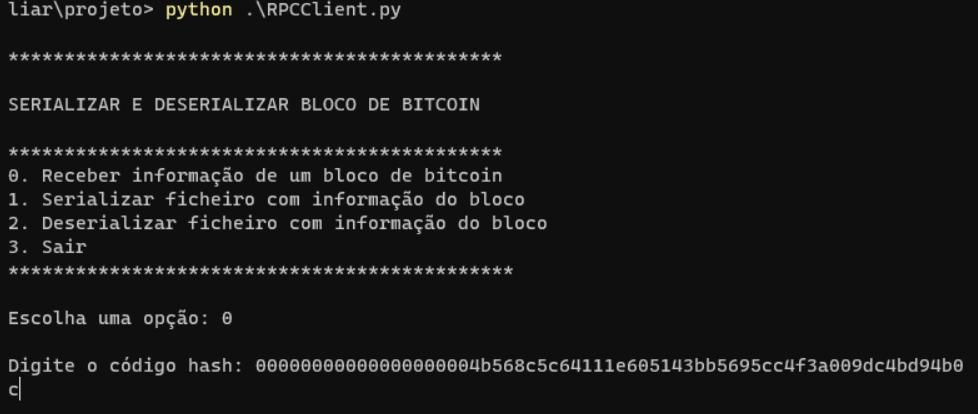 RPC Bitcoin Project Screenshot